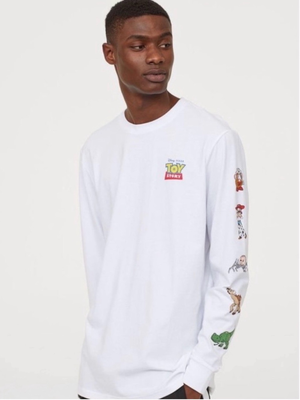 H&M White Toy Story Long-Sleeve Tee with Sleeve Characters